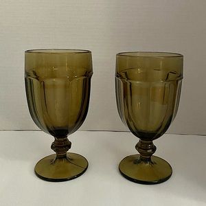 Vintage Libbey Gibraltar Duratuff  Smokey Brown 16 oz  Water Goblets